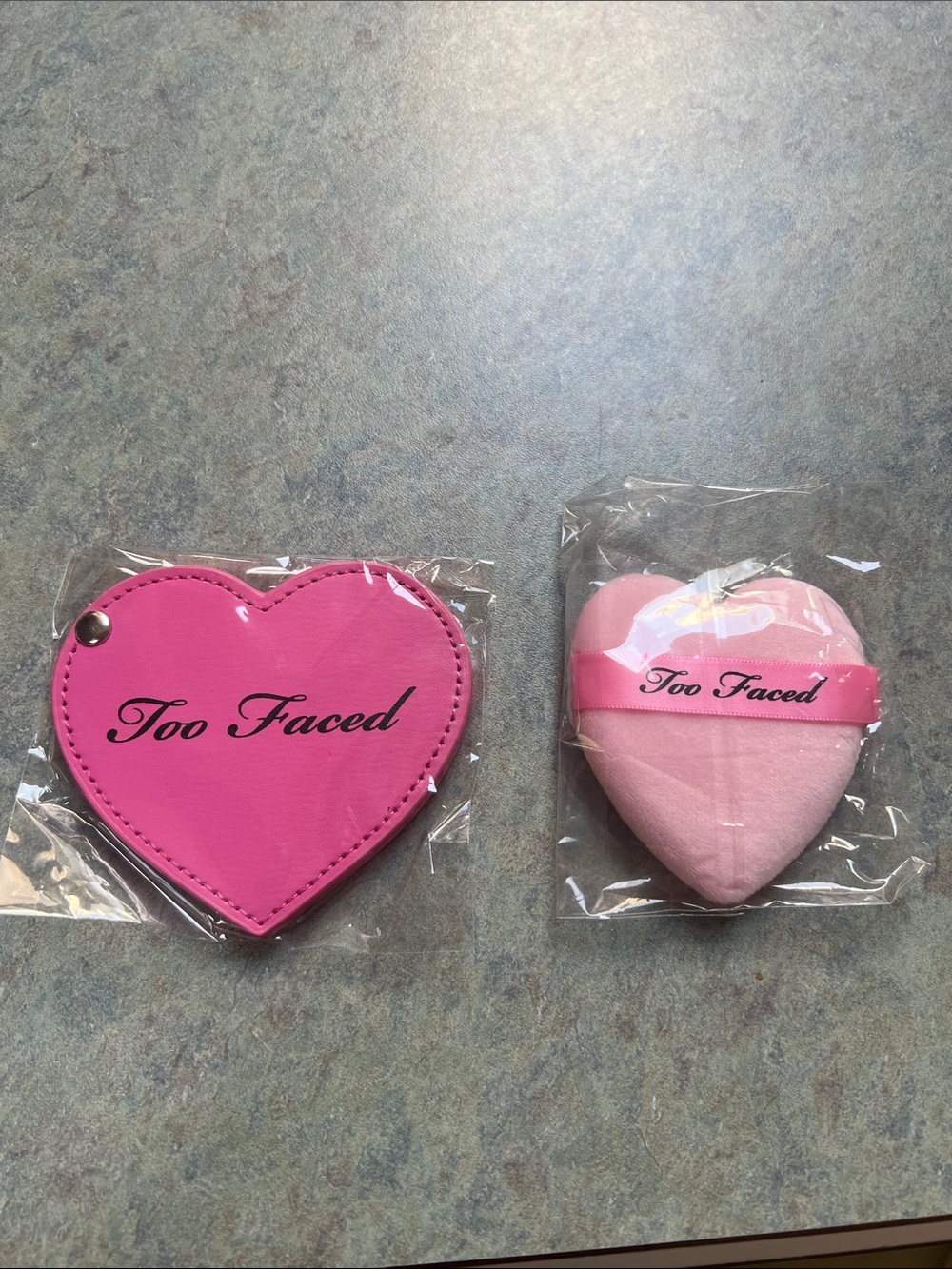 Too Faced Heart Makeup Sponge and Heart Mirror